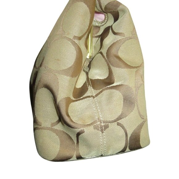 Coach 2008 Cursive Creed Khaki Signature C Kisslock Dual Strap Carryall Satchel - Picture 5 of 14